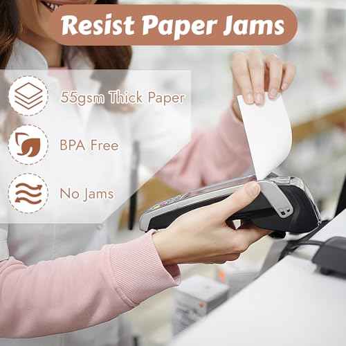 (8 Rolls) 2 1/4" x 55' Thermal Receipt Paper, Compatible with Most Credit Card Machine Handheld Terminal, and Mini POS Cash Register Printer