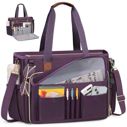 RAINSMORE Teacher Tote Bag 15.6 inch Laptop Bag for Women Work Bags Nurse Bag Lightweight Laptop Tote Computer Briefcase
