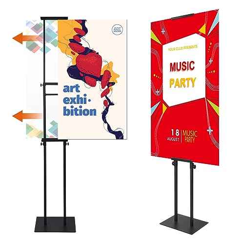Floor Poster Stand,Heavy Duty Display Poster Sign Holder&with Non-Slip Mat Base Adjustable Height Up to 75 inches for Board & Foam (1-Pack)