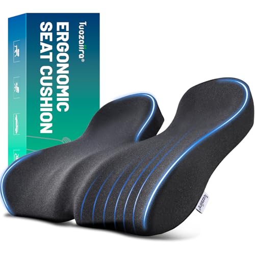 Non-Flattening Seat Cushion for Office Chairs,Gaming Chairs ? Stocking Stuffers Gifts for Women Men, Ergonomic Design for Long Sitting, Coccyx Cushion for Tailbone Pain, Memory Foam Firm Support