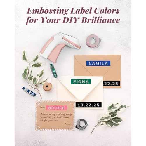 Phomemo Embossing Label Maker Machine, Retro Embossed Label Maker, Old School Embosser Labeler with 6 Rolls 3D Embossing Label Waterproof for Kid DIY Home School and Scrapbook Supplies Office, Pink
