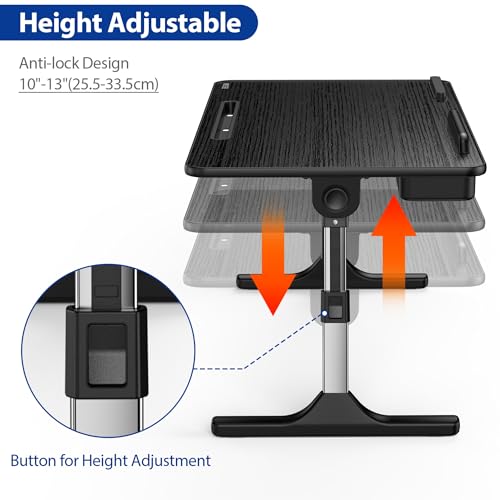 Black Besign LT05 Adjustable Laptop Stand with Foldable Legs, Bed & Desk Use
