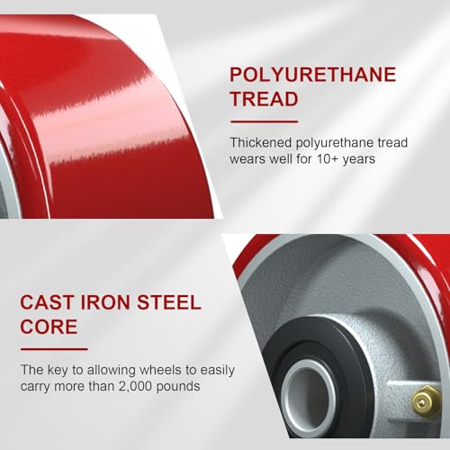 4 inch Caster Wheels Heavy Duty, Polyurethane on Steel Wheel, 1/2" Bore - Set of 4 Replacement Caster Wheel with 3200 lbs Capacity (4 PACK)