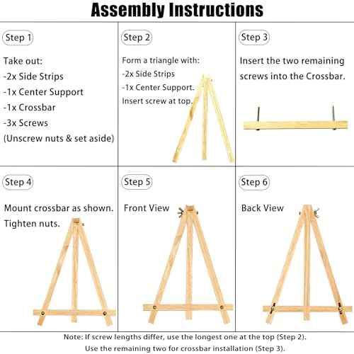 6 Pack 9 Inch Wood Easels, Tabletop Painting Easel Stand for Canvas, Photo & Sign Display - Portable Tripod Art & Craft Easels for Kids and Adults