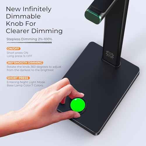 LED Desk Lamp with Eye-Caring Light, USB Ports, 7 Color Modes, Flexible Gooseneck & Headphone Stand for Home Office, Bedroom, and Study (Black Green)