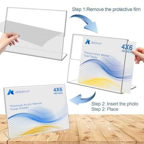 8 pack Acrylic Sign Holder 4 x 6 Inches,Clear Plastic Sign Holder Paper Photo Display£¬Menu Tabletop Stand£¬Clear Acrylic Picture Frame£¬Flyer Holder£¨Horizontal£©