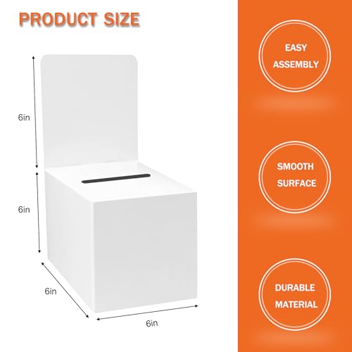 White 3-Pack Raffle Ticket & Donation Box Set with Removable Header