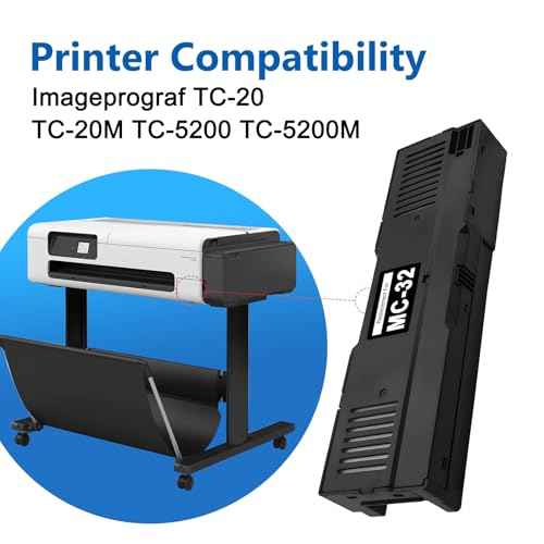 MC-32 Maintenance Cartridge Replacement for Canon Imageprograf TC-20 TC-20M TC-5200 TC-5200M, Upgraded MC32 Ink Maintenance Box Ink Waste Tank