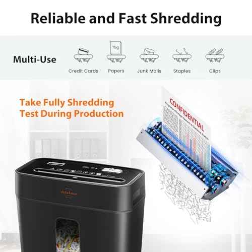 Paper Shredder for Home Use,VidaTeco 6-Sheet Cross-Cut Shredder,Also Shred Card/Clip/Staple,P-4 Higher Security,Small Document Shredder for Office,Paper Shredder Heavy Duty with Jam Proof,3.04-Gal Bin