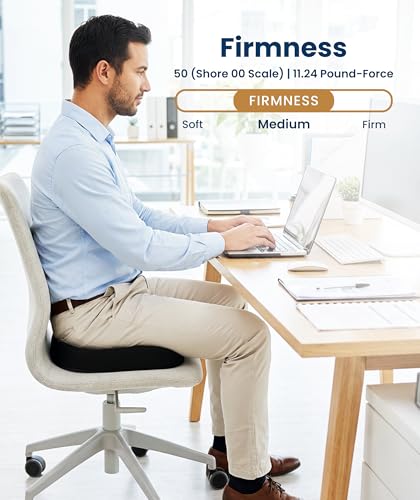 Everlasting Comfort Memory Foam Seat Cushion for Office & Car – Large Black, Ergonomic Tailbone Support