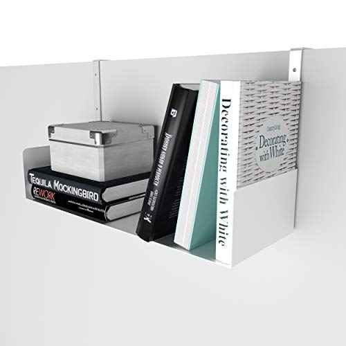 Wallniture Bali Cubicle Organizer, Metal Bookshelf with Buro Hanger Cubicle Hooks, White