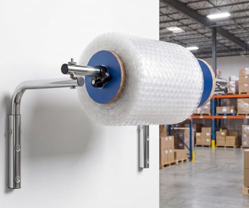 TEMIREN Wall-Mounted Bubble Wrap Dispenser Stand 23.6in for Packaging & Shipping