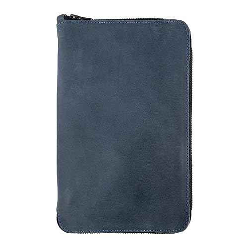 Hide & Drink, Zippered Journal Cover for Moleskine Notebook, L Size (5 x 8.25 in. Notebook NOT Included) Full Grain Leather, Handmade, Slate Blue
