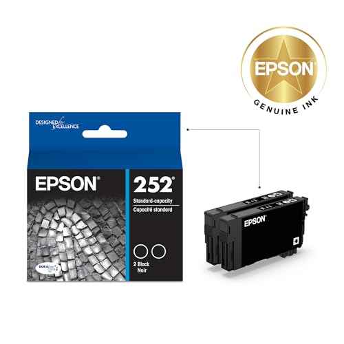 EPSON 252 DURABrite Ultra Ink Standard Capacity Black Dual Cartridge Pack (T252120-D2) Works with WorkForce WF-3620, WF-3640, WF-7110, WF-7610, WF-7620, WF-7710, WF-7720, WF-7210