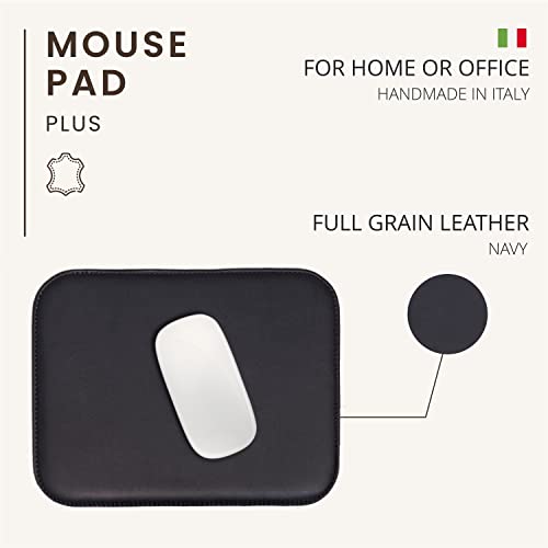 Maruse Italian Leather Mouse Pad for Home or Office Desktop, Handmade in Italy, Navy