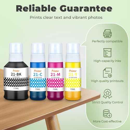 GI-21 GI21 G3270 G3290 Ink Refill Bottles Compatible for Canon 21 GI-21 GI21 Ink Refill Bottles Set for Canon G3270 G3290 G4280 G3260 G4270 G2260 G1220 G1230 G2270 G3272 MegaTank Printer (4 Pack)