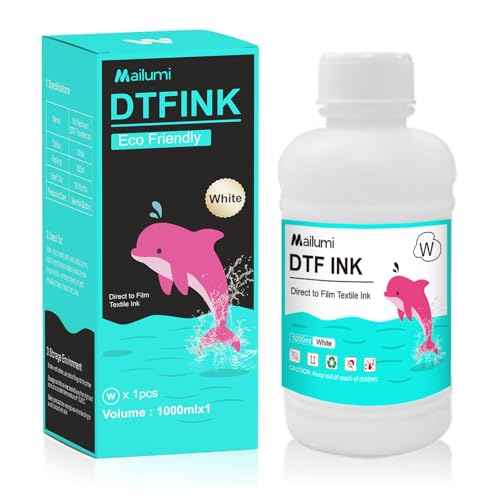 Premium DTF White Ink 1000ML, DTF Transfer Ink for ET8550 XP15000 L1800 I3200 XP600 Heat Transfer Printing, DTF Printer Ink for PET Film, Heat Transfer Printing Ink (W, 1000ML)