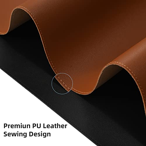 Wolaile Brown 36x17in Waterproof PU Leather Desk Pad Blotter - Office Protector Mat