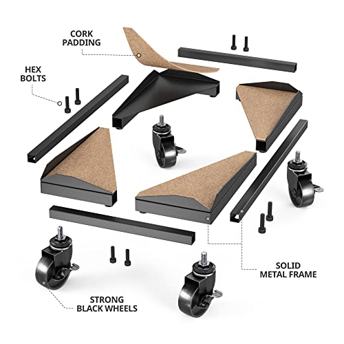 Bytesium Computer Tower Stand – Adjustable Width/Length, 4 Locking Wheels