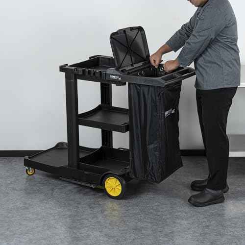 Restaurantware-Janitor CART Bag ONLY: Clean Tek Professional 16.93 x 10.63 x 29.53 Inch Janitorial Bag, 1 Heavy-Duty Receptacle - Janitor Cart Sold Separately, Durable, Black Plastic Replacement