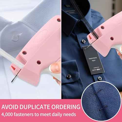 Sewing Gun£¬Clothing Label Gun, 4000 Fasteners (2000 White + 2000 Black) Clothing Label Gun, 6 Needles, Quick-Stitch Cloth Fixer£¬Pink,Garment Repair Tool