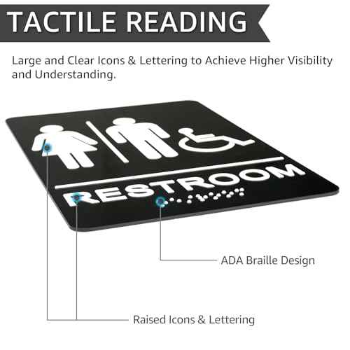GicnKeuz ADA Braille Unisex Bathroom Signs,9 x 6 Inches Restroom Signs with Self-Adhesive Tape for Business or Office Bathroom and Toilet Door or Wall D?cor