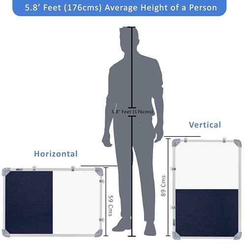Combination Board 2x3 Feet (Magnetic White Board with Blue Pin-up Notice Board) with Push Pins for Home, Office & School, Heavy-Duty Aluminium Frame (White, Blue) (89x59 cm)