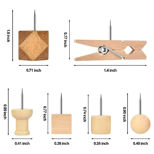 Wood Push Pins 128Pcs Tacks for Bulletin Boards Cork Boards Map Wall Decor