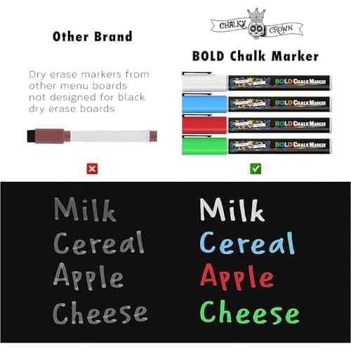 CHALKY CROWN Magnetic Dry Erase Menu Board for Fridge Includes 4 Liquid Chalk Markers - Weekly Meal Planner Blackboard, Grocery List & Notepad for Kitchen Refrigerator - Chalkboard Magnet