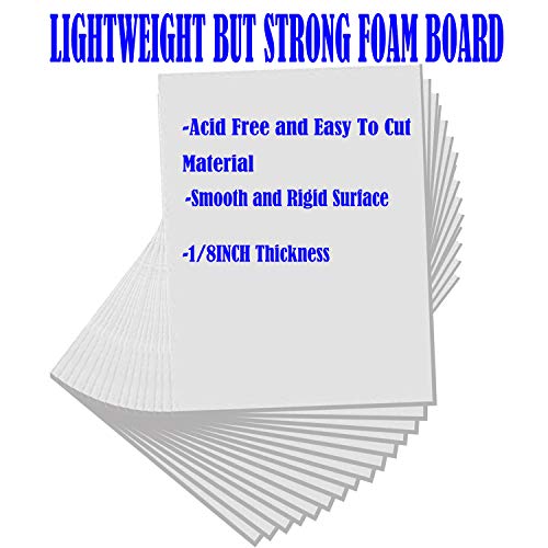 Evadow 20-Pack White Foam Core Boards 11x15in 3/16in Thick for Art & Signage