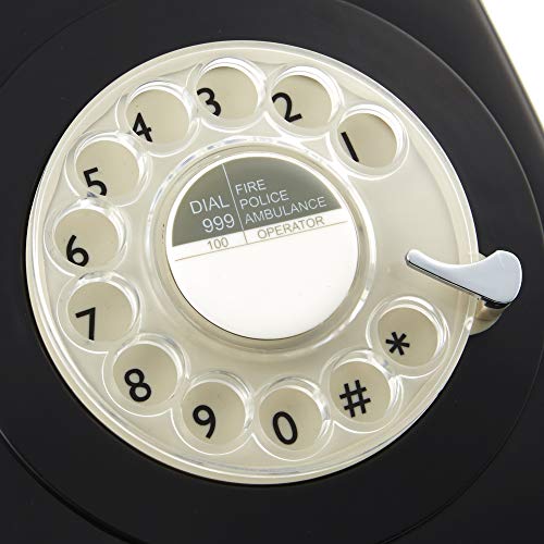 GPO 746 Rotary 1970s-style Retro Landline Phone - Curly Cord, Authentic Bell Ring