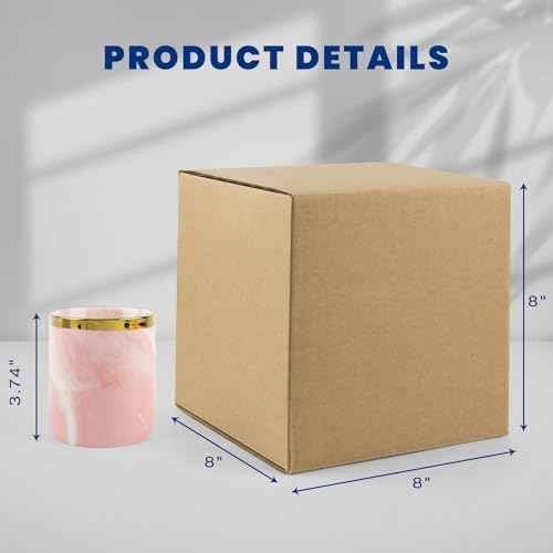 Golden State Art, Shipping 8x8x8 Box, Cardboard Corrugated Square Mailer For Gift, Packaging Mailing Carton, Brown, 28 Pack