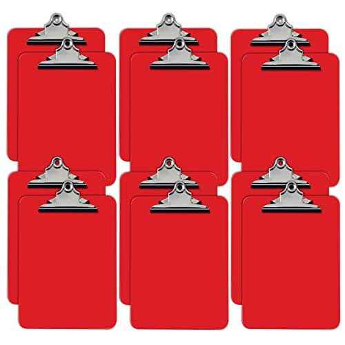 Better Office Products Red Plastic Clipboards, 12 Pack, Durable, 12.5 x 9 Inch, Standard Metal Clip, Red, Set of 12