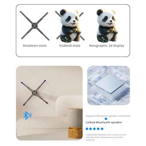 3D Hologram Fan, 26 Inch 2000 * 1536PX Hi-Resolution 768 HD LED Beads Holographic Fan, Holographic Video Advertising Projector Support APP+Bluetooth Audio+WiFi (65CM 16G)