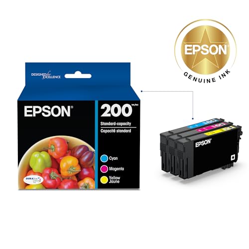 EPSON 200 DURABrite Ultra Ink Standard Capacity Color Combo Pack (T200520-S) Works with WorkForce WF-2520, WF-2530, WF-2540, Expression XP-200, XP-300, XP-310, XP-400, XP-410