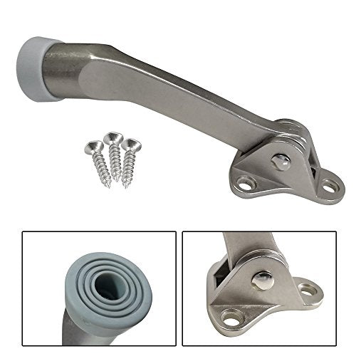 Boshen 10Pcs Kickdown Door Stopper Easy-Install Door Stop Holder Premium Rubber Foot Ajustable Height (Satin Nickel, 10 Pack)