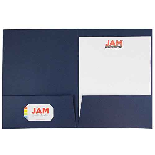 JAM PAPER Two Pocket Textured Linen Presentation Folders - Letter Size Business Folder - Navy Blue - Bulk 25/Pack