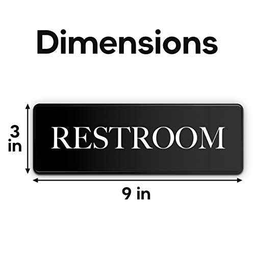 ASSURED SIGNS Restroom Sign - Ideal Bathroom Signs for the Office, Business or Home - 10 Pack - 9" by 3" - Apply to Door or Wall - Nice Bathroom Decor - Strong Double-Sided Adhesives