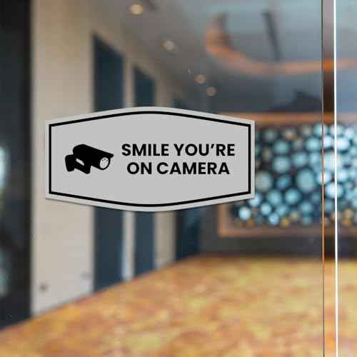 Fancy Smile You're On Camera Sign (Brushed Silver) - Large (5 Pack)