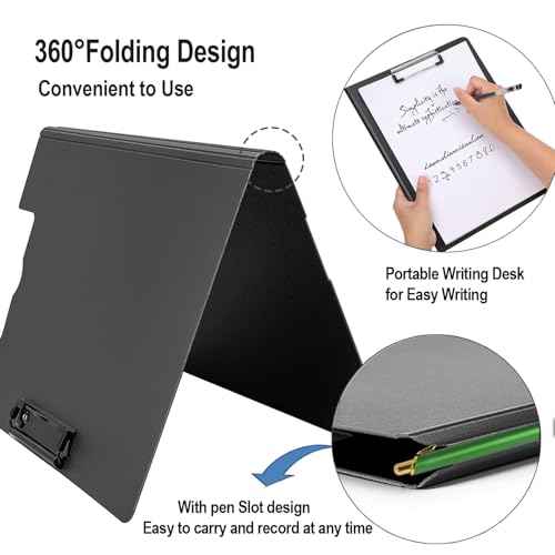 10 Pack Foldable Clipboards, A4 Clipboard Folder, Office Clipboard Folder with Double Clips Metal Clip, Storage Clipboards for Office, School or Medical Field(5 Colors)