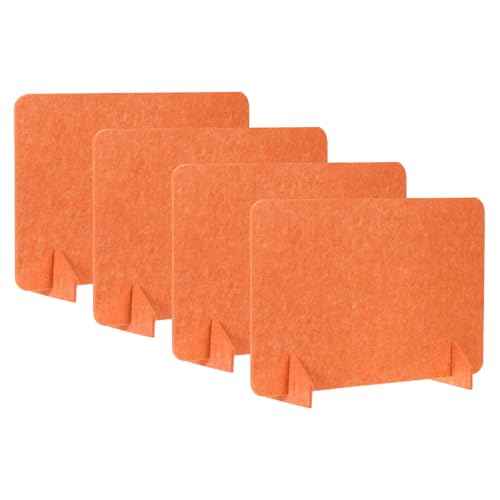 PATIKIL Desk Divider, 4 Set 24 x 16 Inch Acoustic Freestanding Desk Divider Desk Privacy Panel with 8 Pcs Support Feet for Library Office Workstation,Orange