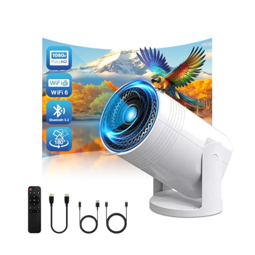 Geylnxng Q6 Mate Wireless Mini Projector 4K Support with WiFi 6 & Bluetooth, Portable 17-130 Inch Screen