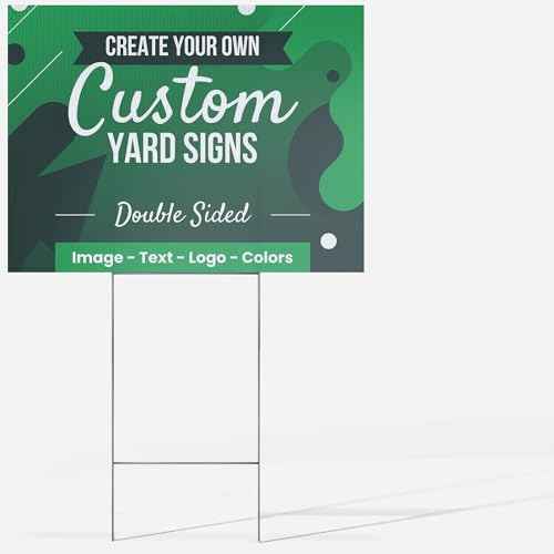 24x18" Double Sided Customizable Outdoor Yard Sign made from Corrugated Plastic with Metal "H" Stake, Easy to Design, Sign for Business, Garage or Yard Sale, Home, Office, (18" x 24")