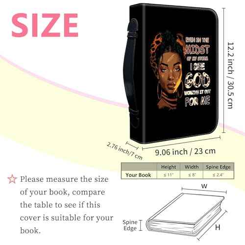 Bible Covers for Women, PU Leather Bible Case with Pockets and Zipper, Large Size Bible Carrying Case Fits Books Up to 10.9" x 7.8" x 1.9¡±, Bible Holder Bag for Girls, Leopard Black Cool Girl
