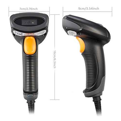 2D Barcode Scanner USB Wired 1D 2D Datamatrix PDF417 QR Code Handheld Reader for Screen and Printed Bar Code Scan, Works with Windows Mac and Linux PC POS