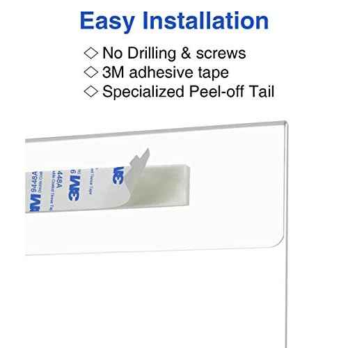 Niubee 4x6 inch Wall Mount Acrylic Sign Holder with 3M Tape Adhesive for Office, Home, Store, Restaurant, No Drilling - Horizontal (12 Pack)