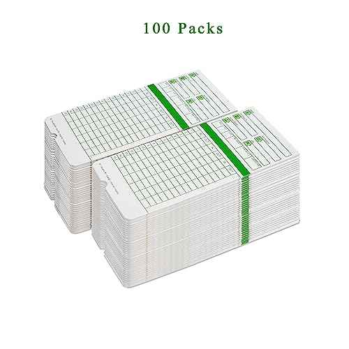 Zzrywuty All Pay Periods, 100 Count Time Cards for Hn3000, 2-Sided, 3 3/8" x 7 3/8", Green