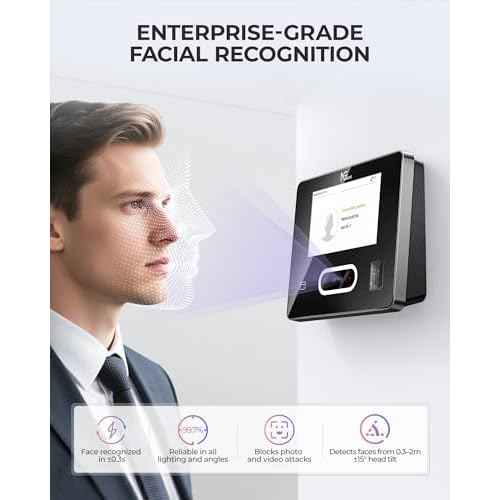 NGTeco Time Clock Cloud-Based with Tuch Screen, 4-in-1 Remote Control Time Clocks for Employees Small Business, Face/Fingerprint/Card/PIN, 2.4GHz&5GHz WiFi, Software & App, 10 IC Cards, 0 Monthly Fee