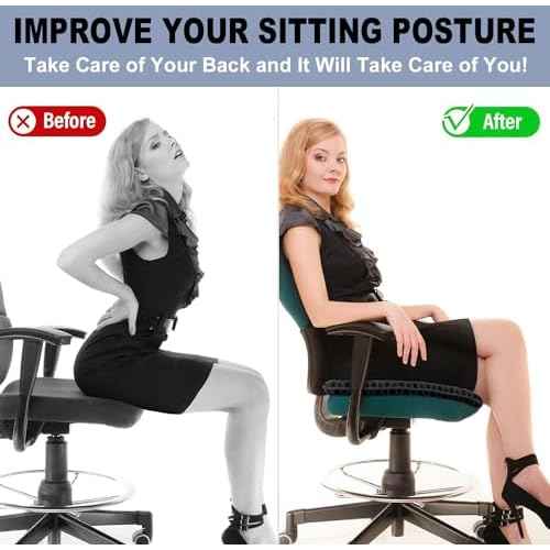 20" Gel Seat Cushion for Long Sitting(Jumbo&Thick) ? Office Chair Cushion ? Wheelchair Cushions for Pressure Sores ? Non-Slip Desk Chair Car Seat Cushion Driving ? Sciatica & Back Pain Relief