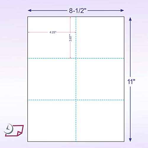 NextDayLabels - Laser Printer Blank Perforated Sheets 6 up per Page, for School Registration, Delivery, Inventory, Response, RSVP Cards, Trip Tickets, 1200 White Sheets